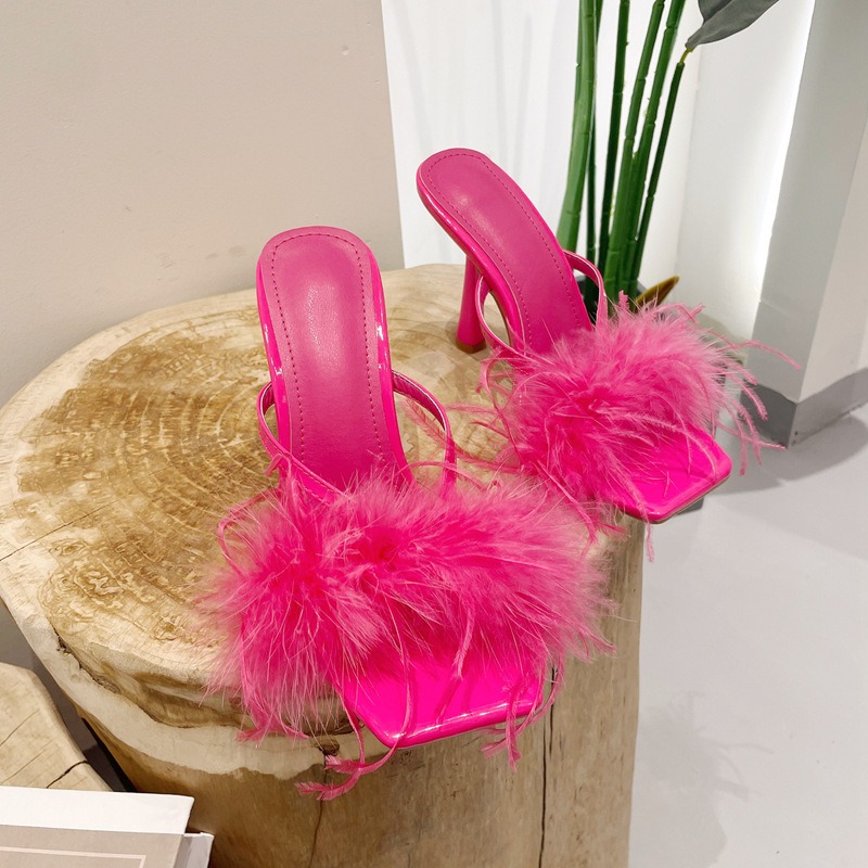 High heels, Muller shoes, banquet runway, plush sandals, and slippers - Image 4
