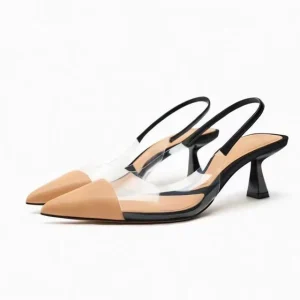 Women  Color Blocking Slingback Heels Sandals Women Sexy Pumps Luxury Brand High heels Office Lady Elegant Mules